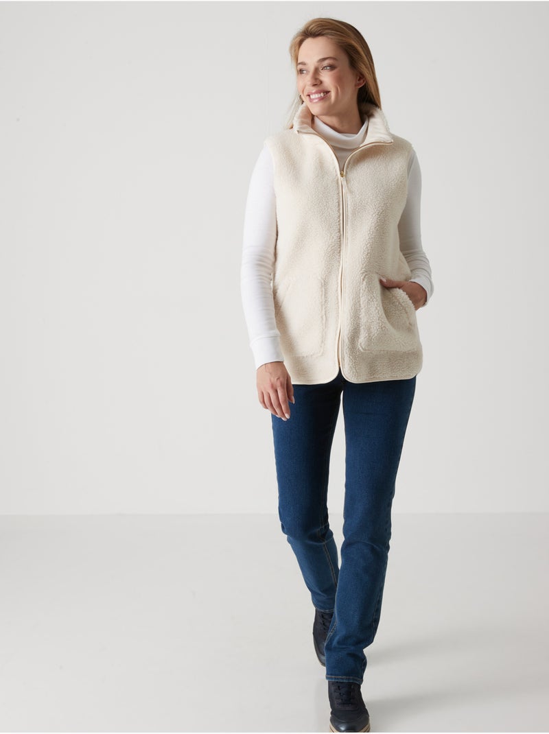 Blouson sans manches moutonnée détente - DAXON Ecru - Kiabi