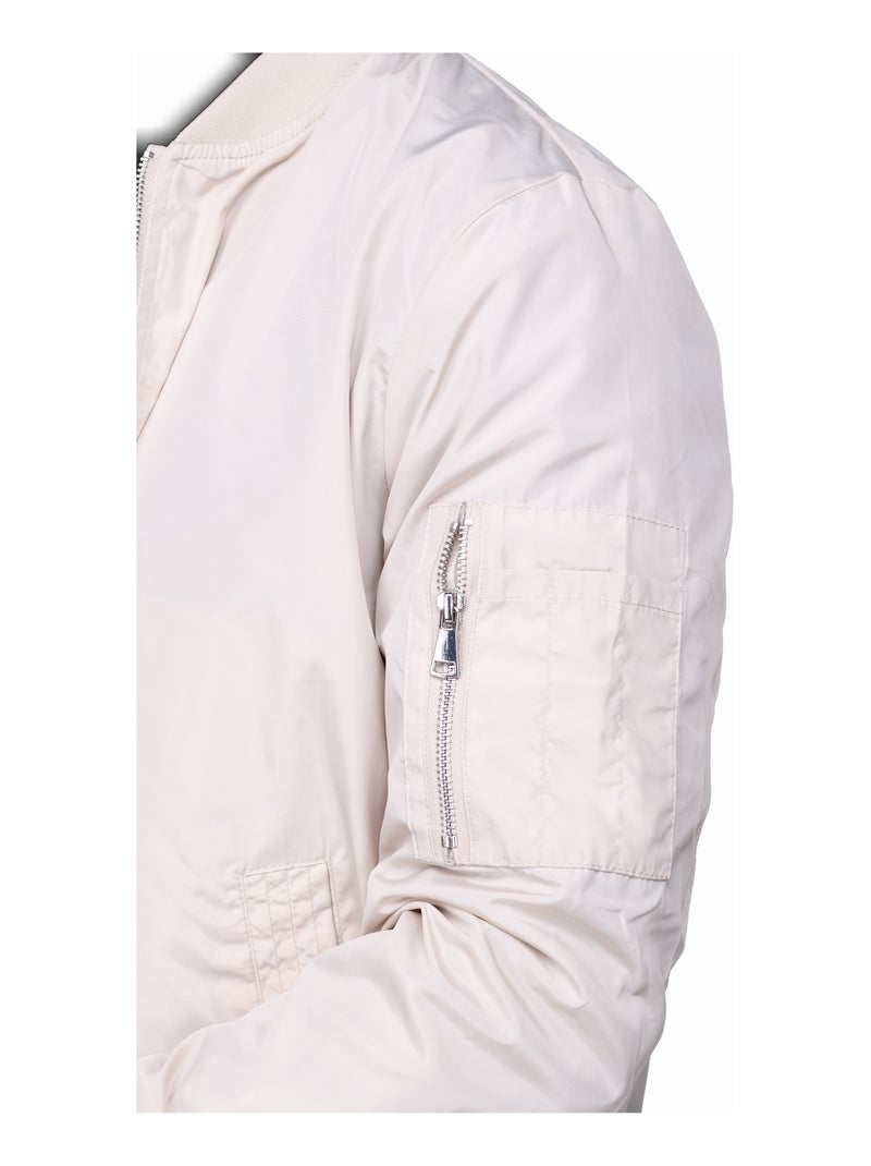 Blouson satin uni - Frilivin Crème - Kiabi