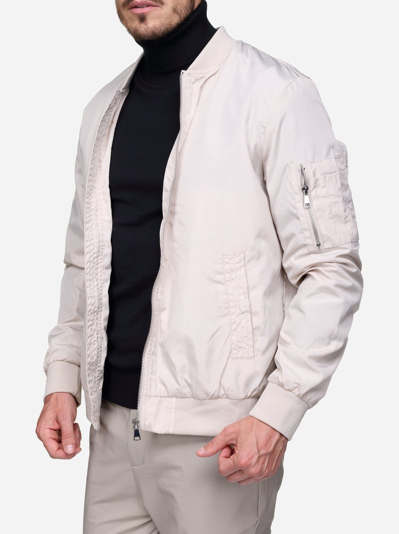Blouson satin uni - Frilivin Crème - Kiabi