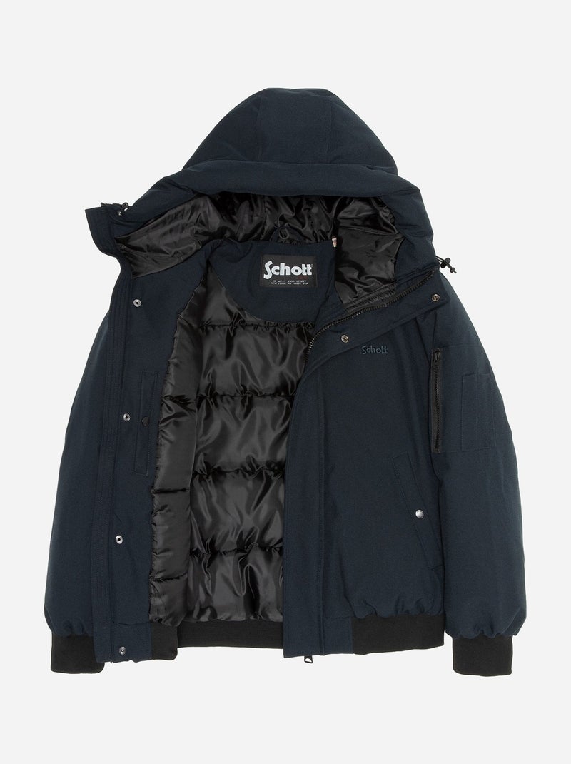 Blouson Schott à capuche Bleu marine - Kiabi