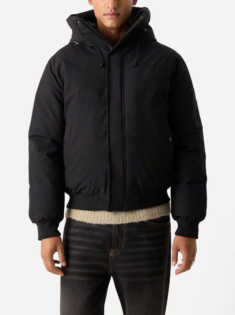 Blouson Schott à capuche Noir - Kiabi