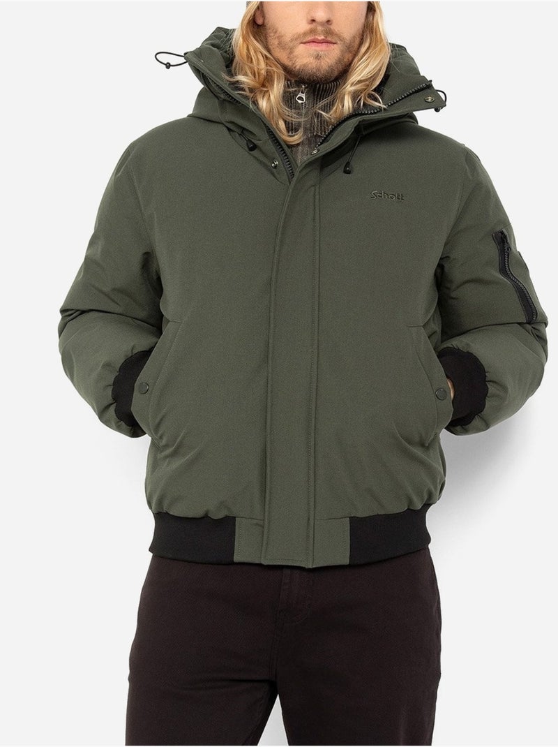 Blouson Schott à capuche Vert - Kiabi