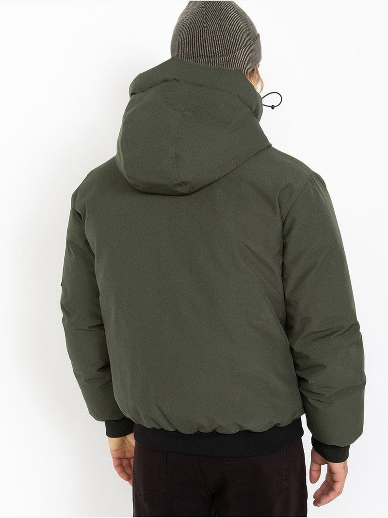 Blouson Schott à capuche Vert - Kiabi