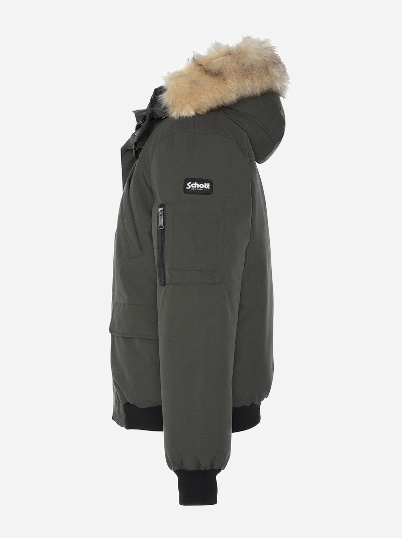 Blouson Schott à fausse fourrure Kaki - Kiabi