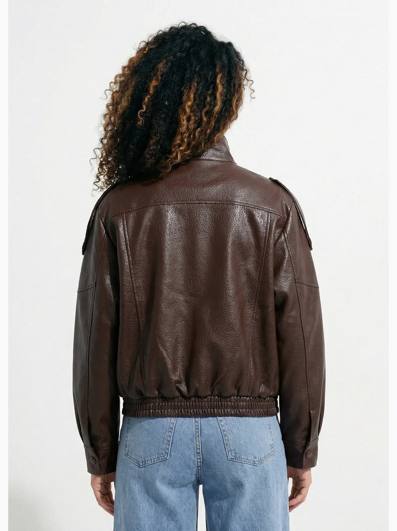 Blouson simili cuir inspiration vintage - AFIBEL Marron - Kiabi
