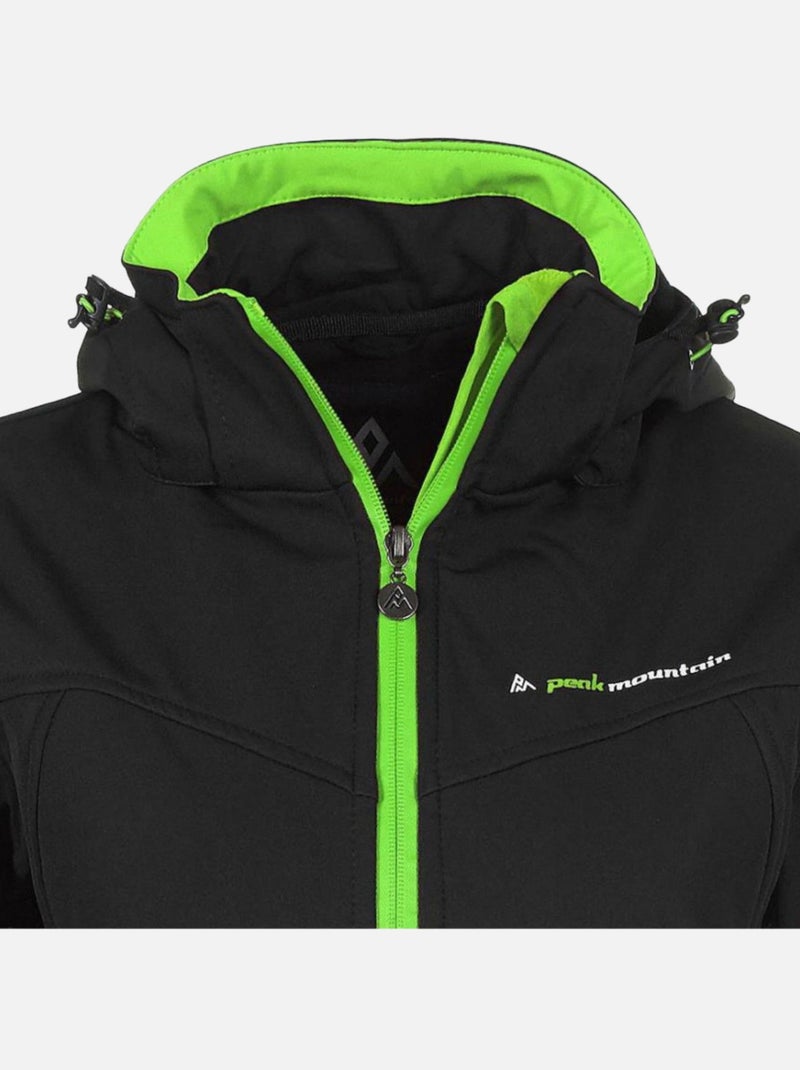 Blouson softshell   AMALEAK - PEAK MOUNTAIN Noir Vert - Kiabi
