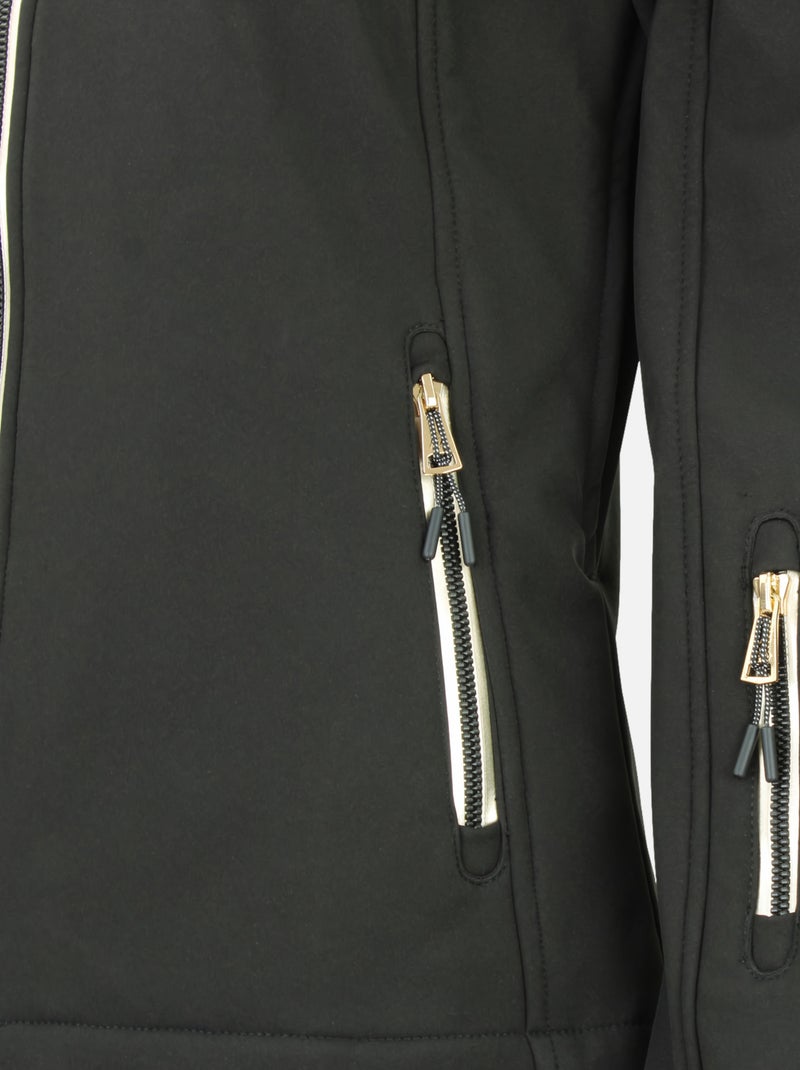 Blouson softshell   AMALEO - PEAK MOUNTAIN Noir Doré - Kiabi