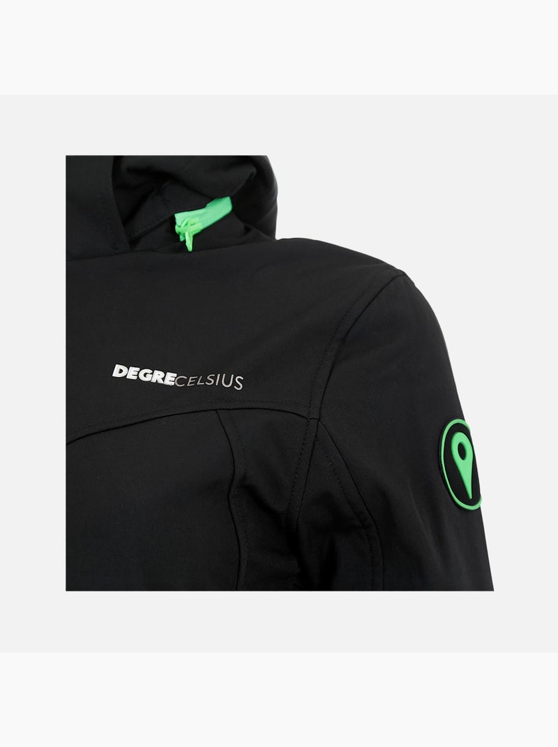 Blouson softshell   AMALON - DEGRE CELSIUS Noir Vert - Kiabi