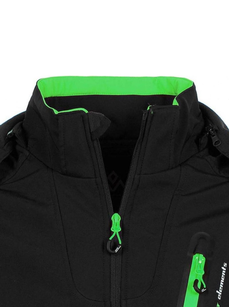 Blouson softshell   CAVYBA - PEAK MOUNTAIN Noir Vert - Kiabi