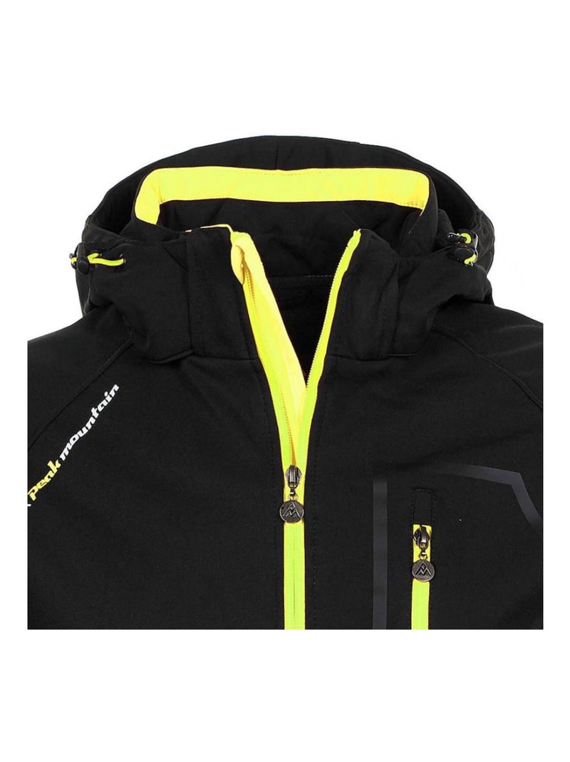 Blouson softshell   CIMALEAK - PEAK MOUNTAIN Noir Jaune - Kiabi