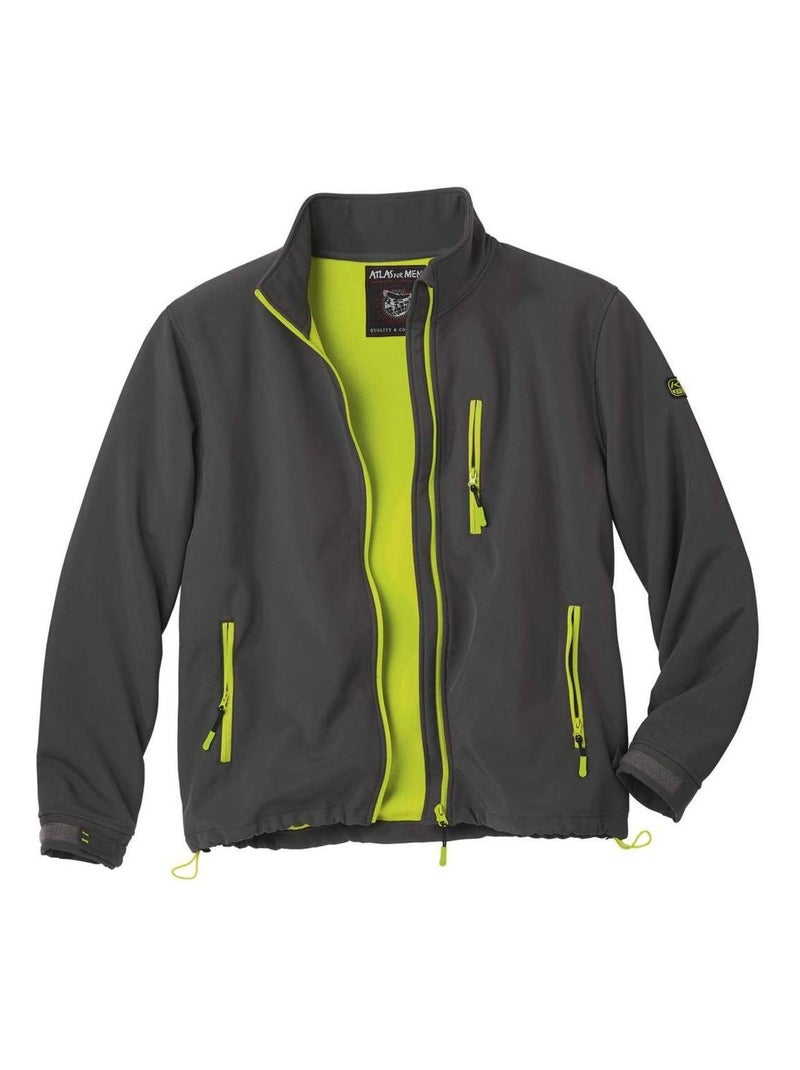 Blouson Softshell Doublé Micropolaire  - ATLAS FOR MEN Bleu anthracite - Kiabi