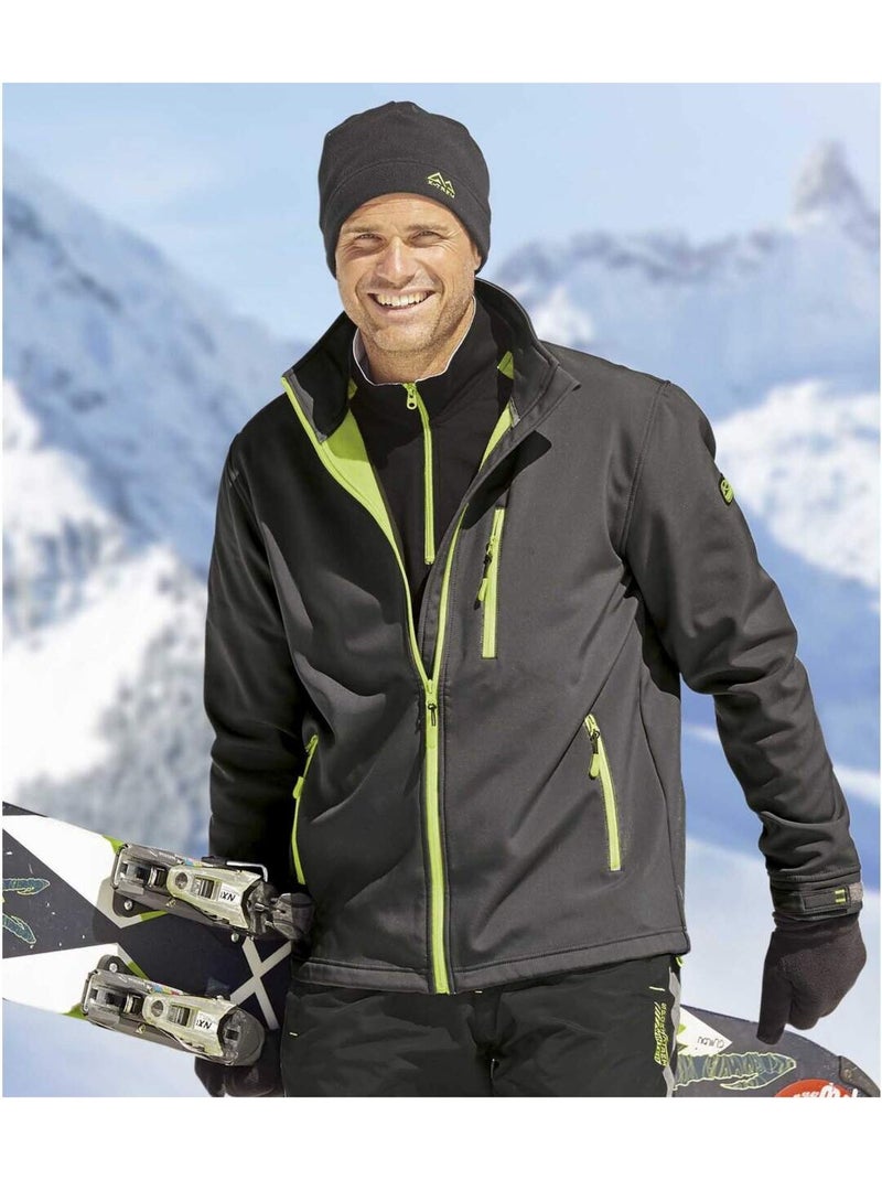 Blouson Softshell Doublé Micropolaire  - ATLAS FOR MEN Bleu anthracite - Kiabi