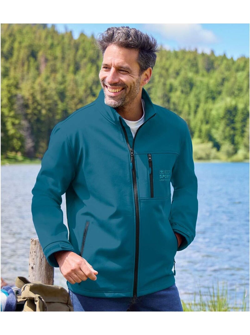 Blouson Softshell Doublé Micropolaire   - ATLAS FOR MEN Bleu - Kiabi