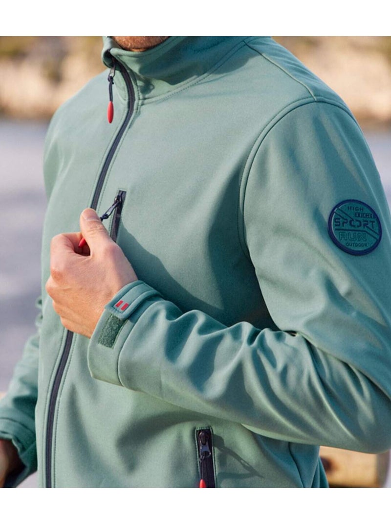 Blouson SoftShell Doublé Micropolaire  - ATLAS FOR MEN Bleu turquoise - Kiabi