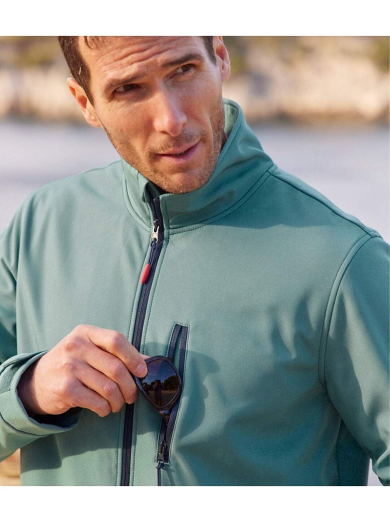 Blouson SoftShell Doublé Micropolaire  - ATLAS FOR MEN Bleu turquoise - Kiabi