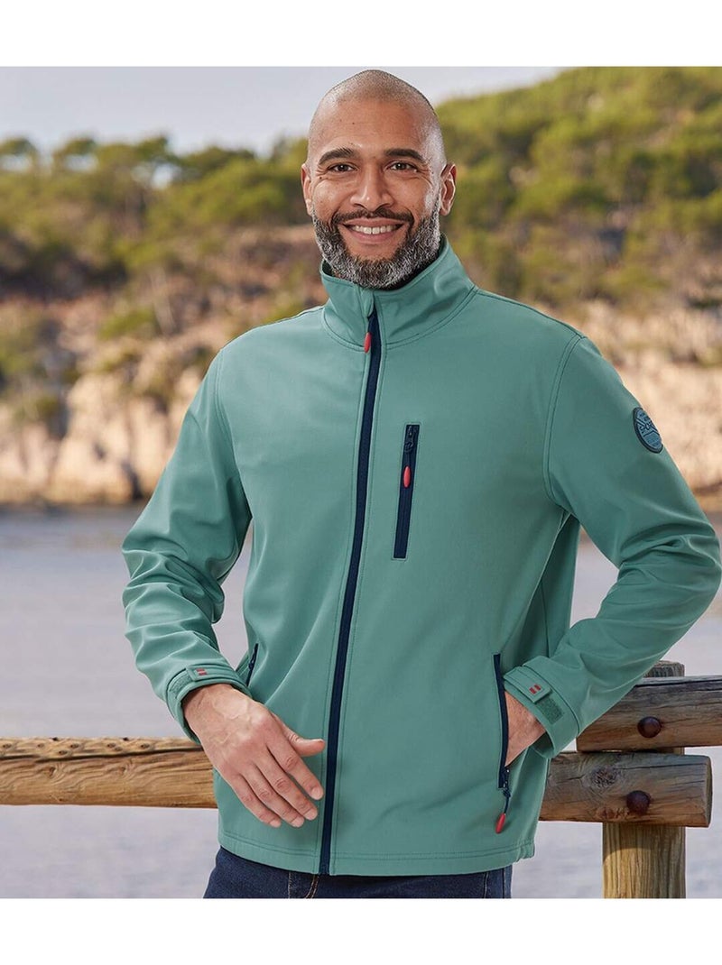 Blouson SoftShell Doublé Micropolaire  - ATLAS FOR MEN Bleu turquoise - Kiabi