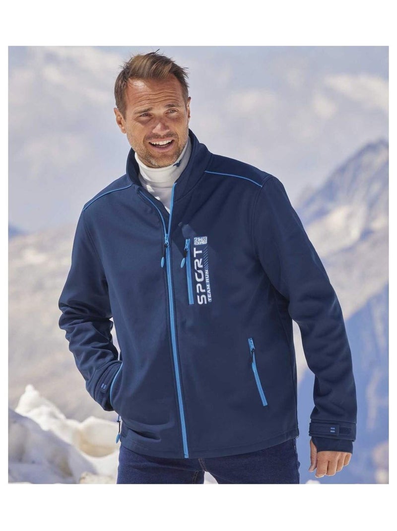 Blouson Softshell Doublé Micropolaire Sport Team  - Atlas For Men Bleu marine - Kiabi