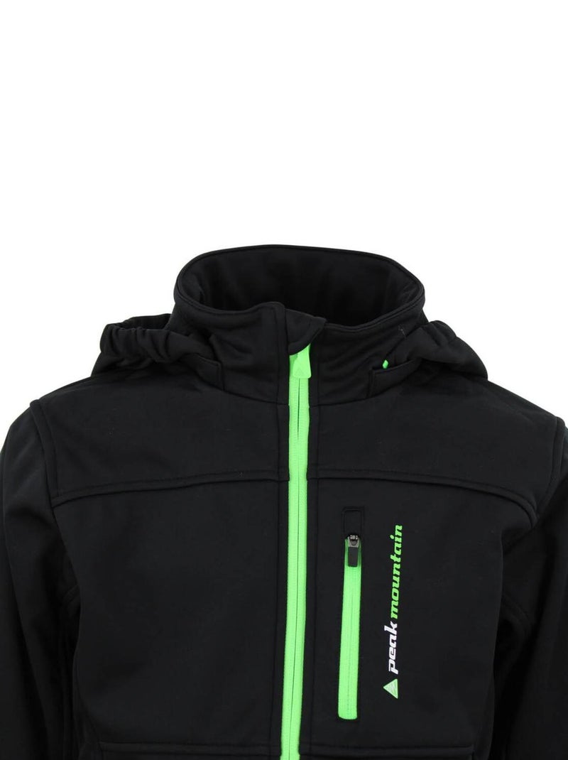 Blouson softshell garçon ECANNE - PEAK MOUNTAIN Noir Vert - Kiabi