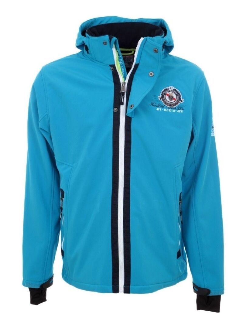 YoungSoul Veste Softshell Imperméable Garçon - Coupe-Vent Avec Capuche, Imprimé Fun, Bleu XXL