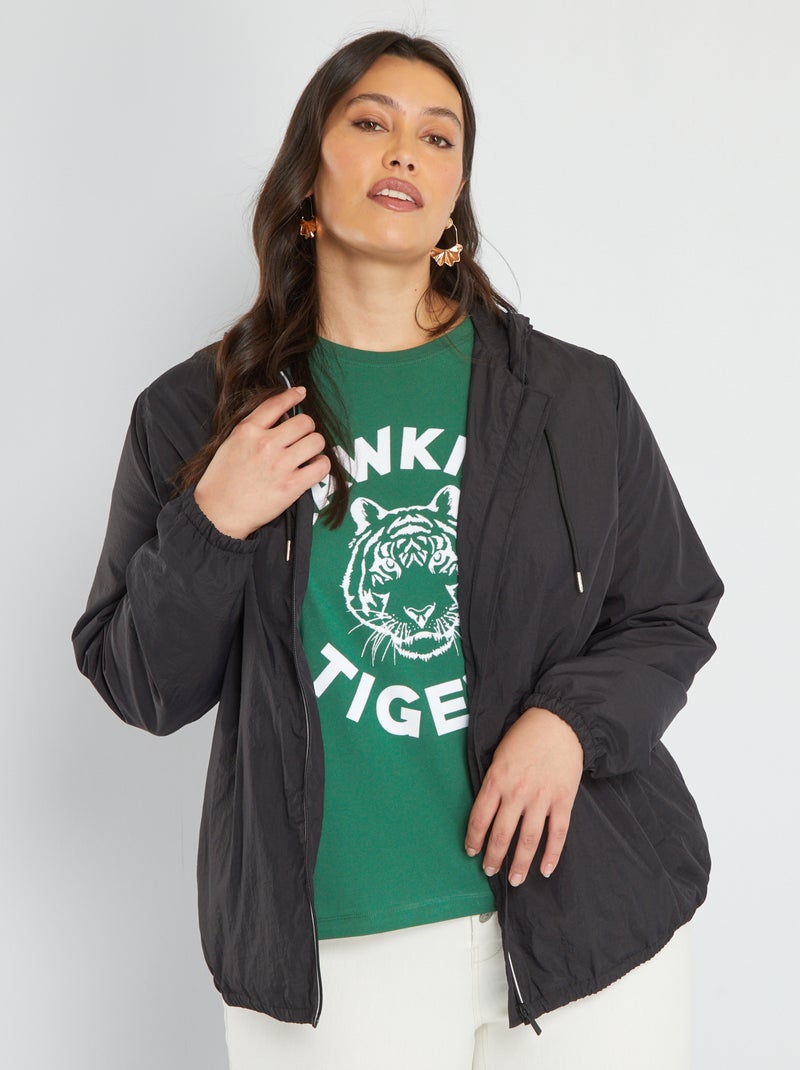Blouson sport à capuche Noir - Kiabi