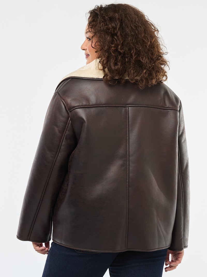 Blouson style aviateur avec doublure en fausse fourrure Marron - Kiabi
