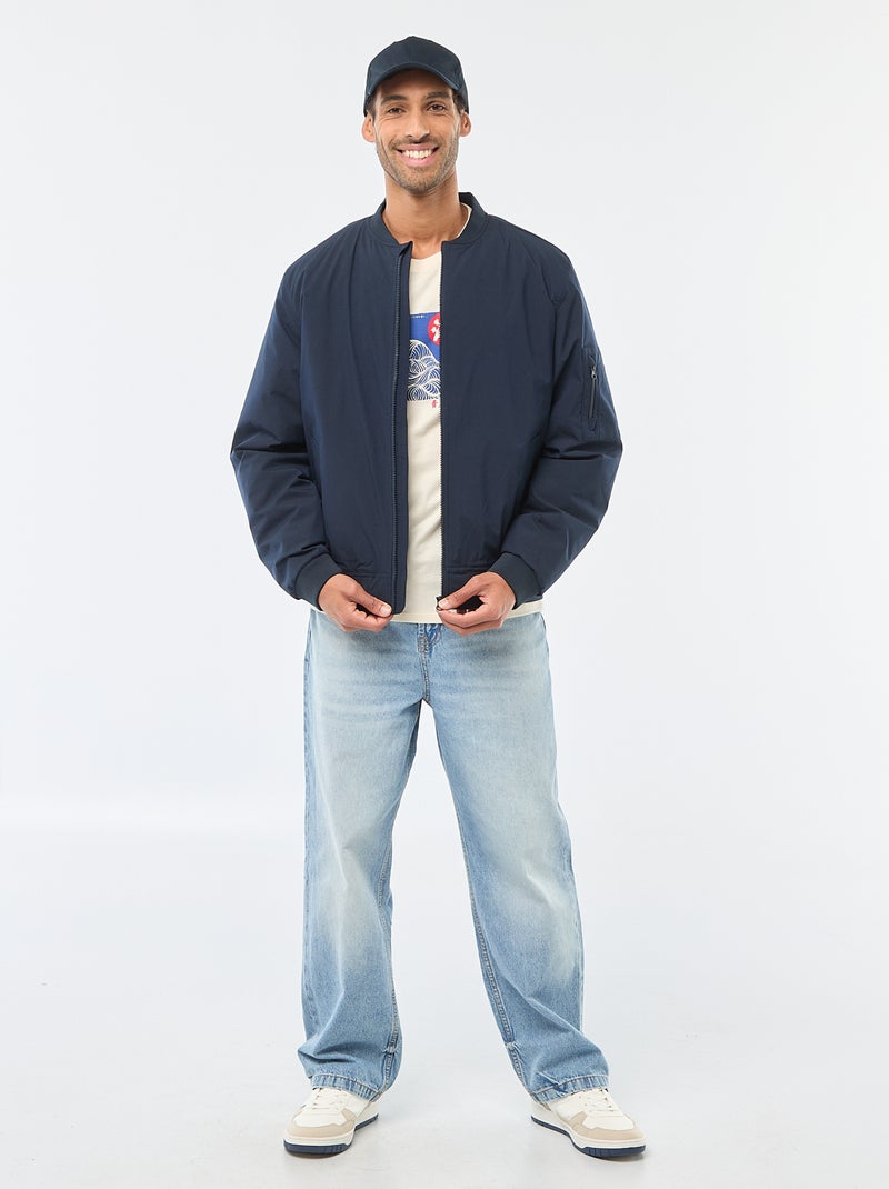 Blouson style aviateur avec poche zippée sur la manche Bleu - Kiabi