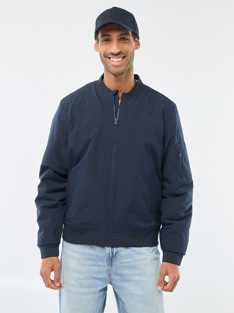 Blouson style aviateur avec poche zippée sur la manche Bleu - Kiabi