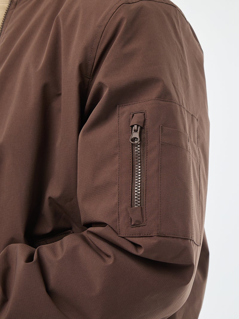 Blouson style aviateur avec poche zippée sur la manche Marron - Kiabi