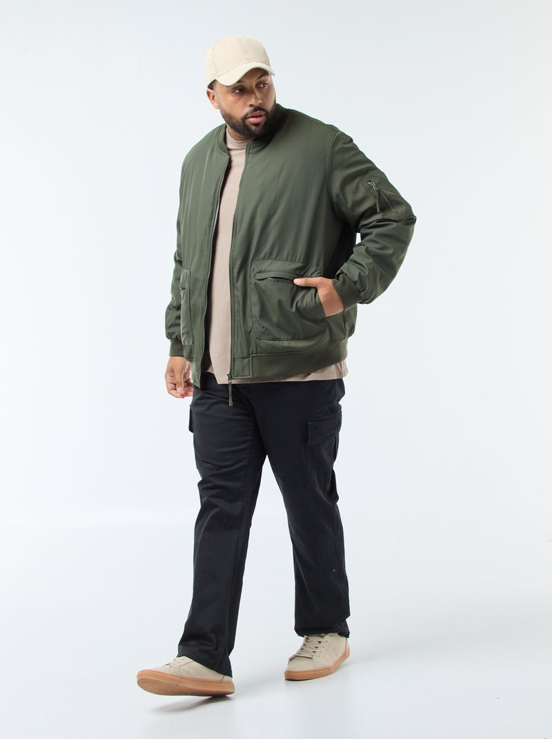 Blouson style aviateur effet satiné Kaki - Kiabi