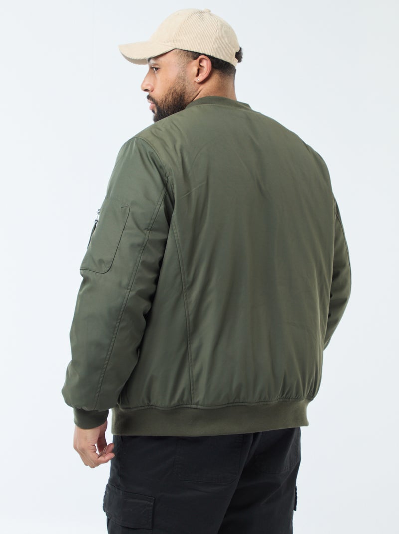 Blouson style aviateur effet satiné Kaki - Kiabi