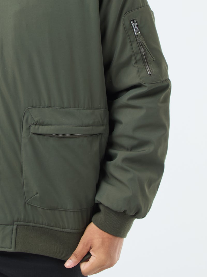 Blouson style aviateur effet satiné Kaki - Kiabi