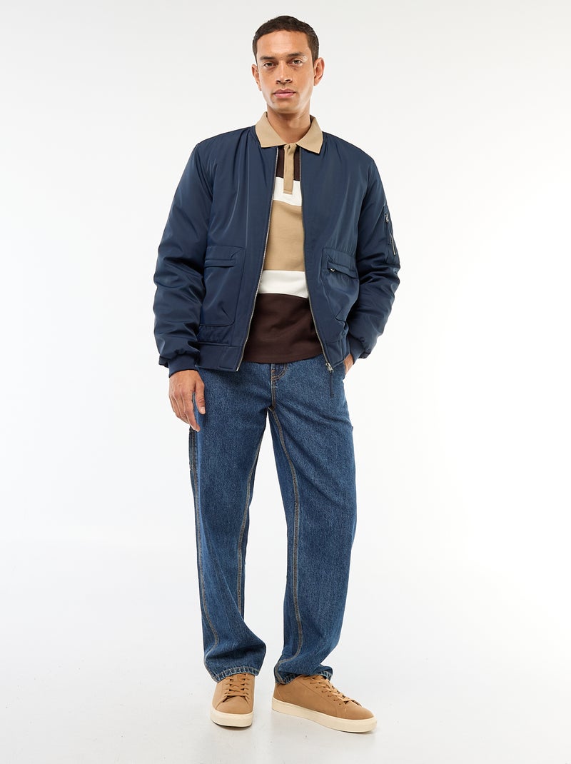 Blouson style aviateur poches à soufflet double entrée Bleu - Kiabi