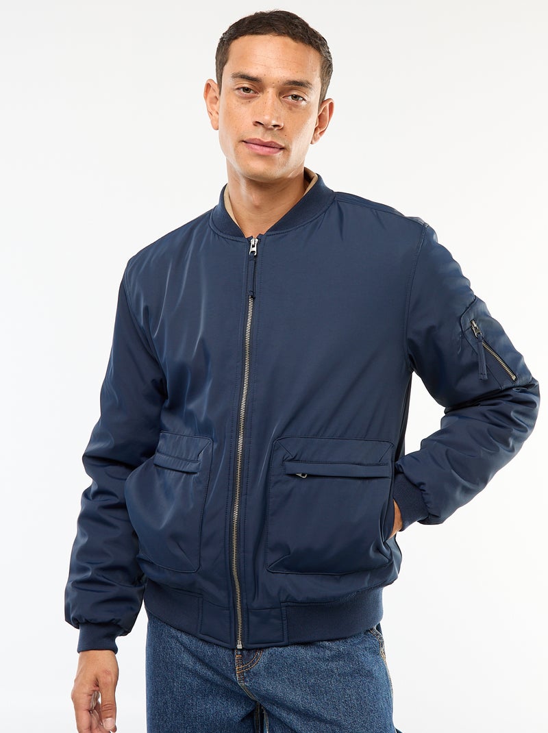 Blouson style aviateur poches à soufflet double entrée Bleu - Kiabi
