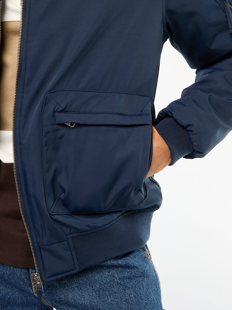 Blouson style aviateur poches à soufflet double entrée Bleu - Kiabi