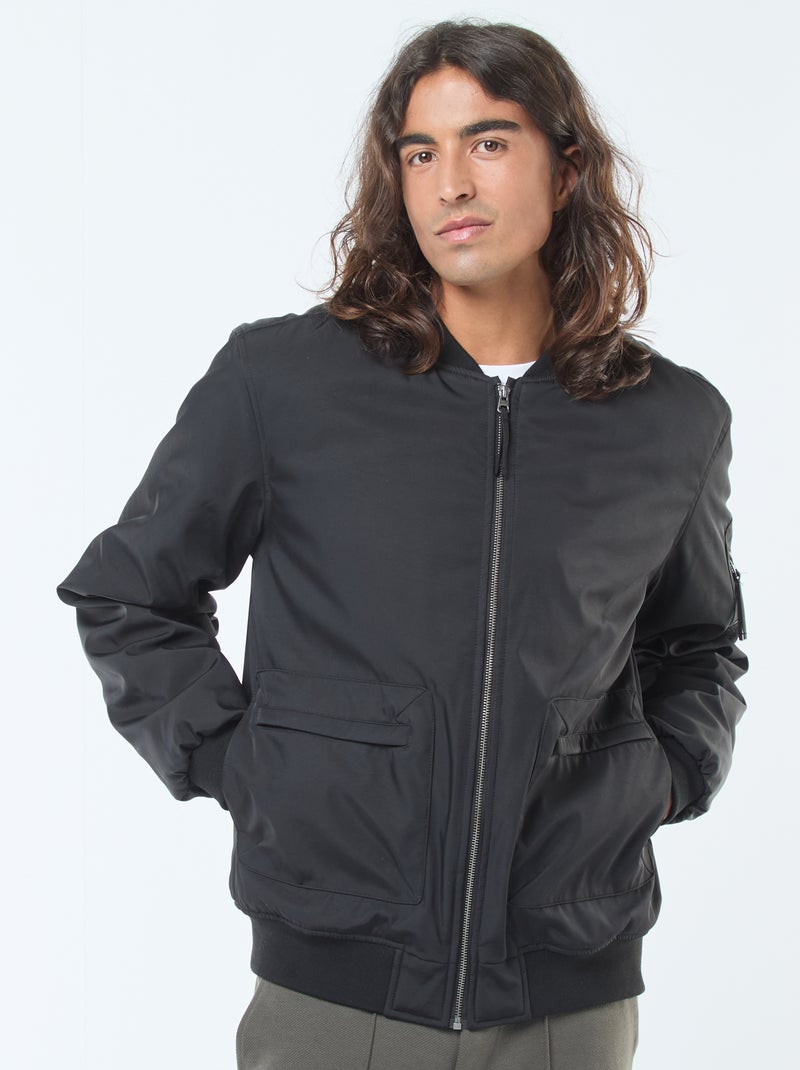 Blouson style aviateur poches à soufflet double entrée Noir - Kiabi
