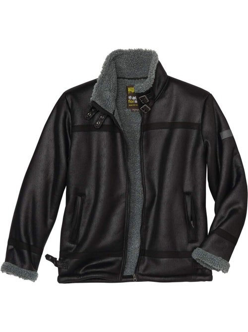 Blouson Style Bombardier Suédine Fourré Sherpa   - ATLAS FOR MEN - Kiabi