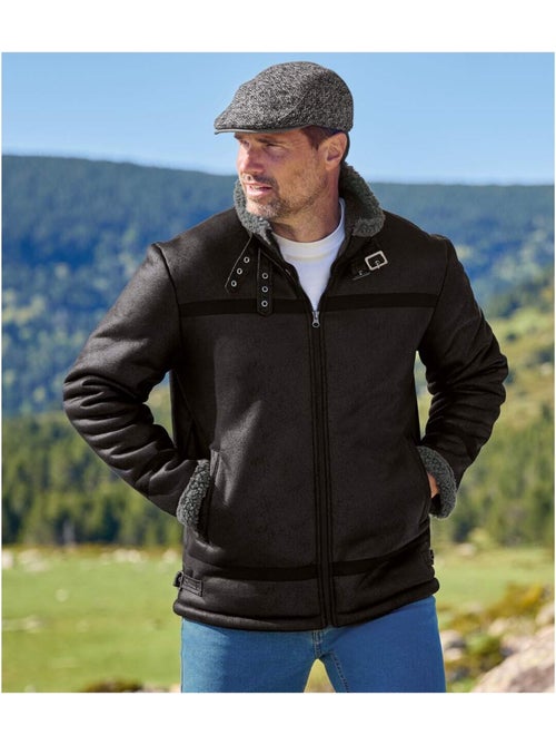 Blouson Style Bombardier Suédine Fourré Sherpa   - ATLAS FOR MEN - Kiabi