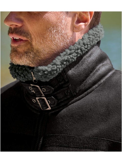 Blouson Style Bombardier Suédine Fourré Sherpa   - ATLAS FOR MEN - Kiabi