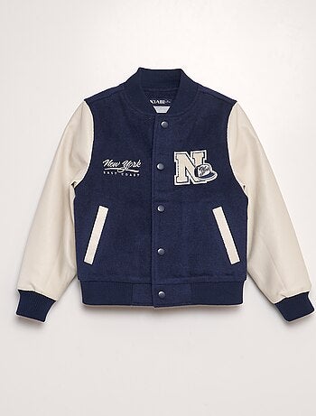 Blouson style campus bi-matière