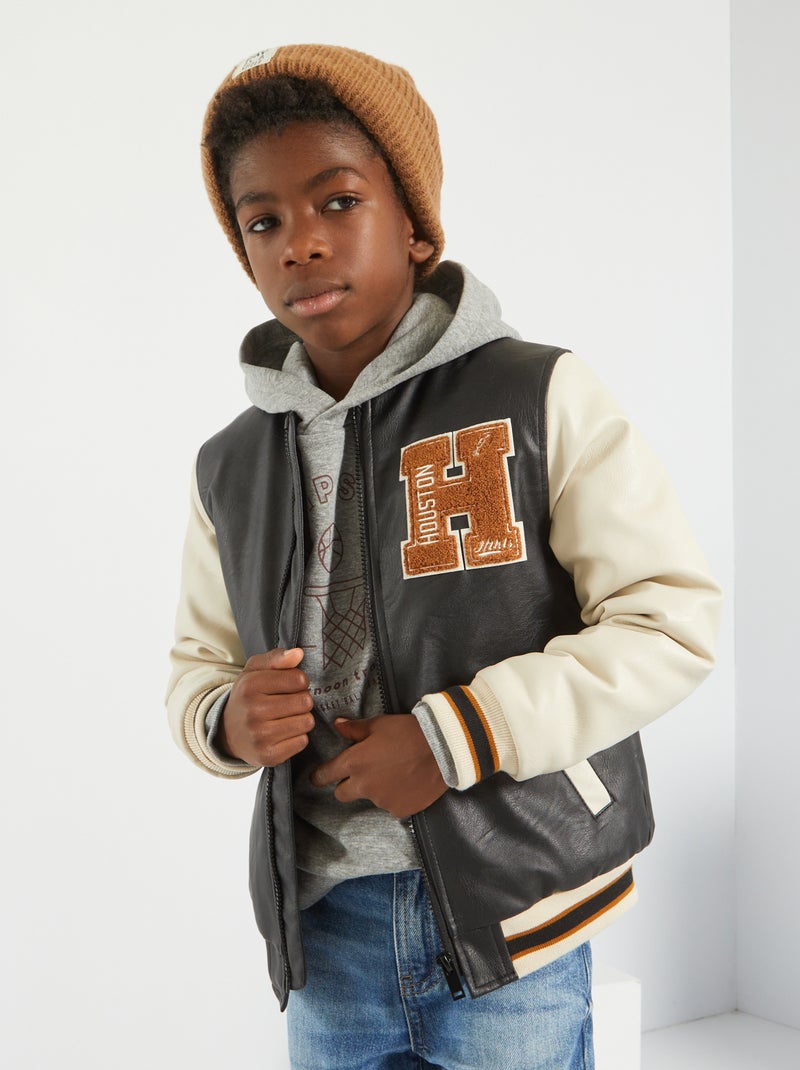 Blouson style 'campus' noir - Kiabi