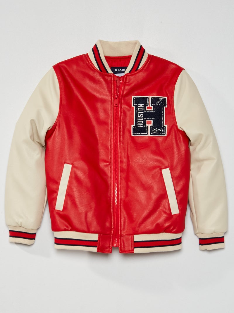 Blouson style 'campus' rouge chiné - Kiabi