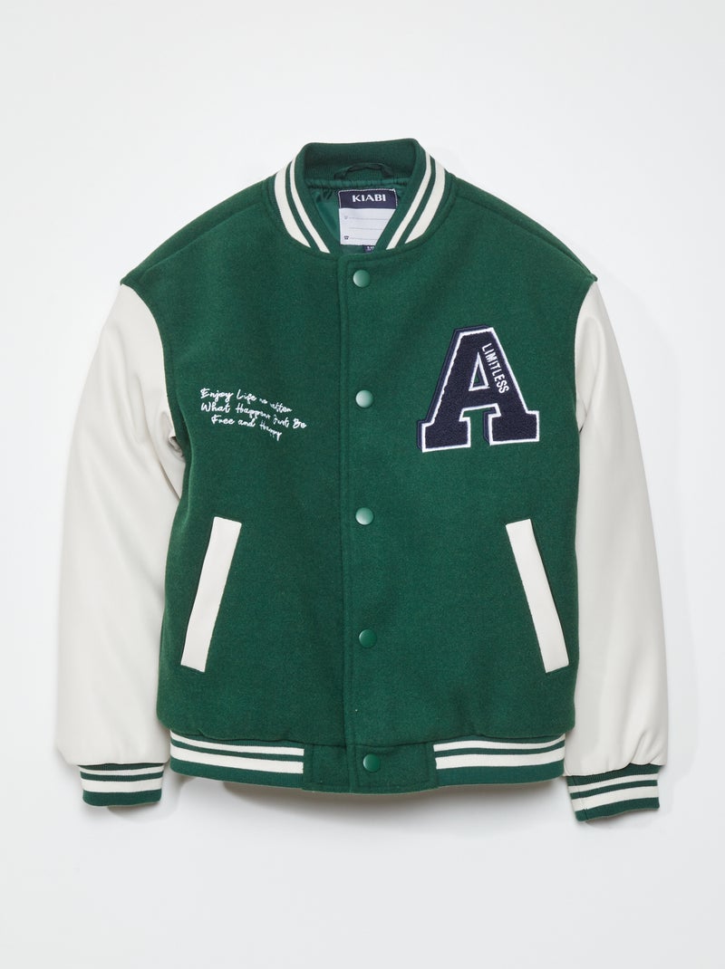 Blouson style 'campus' Vert - Kiabi