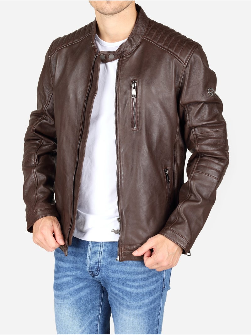 Blouson style motard - redskins Marron - Kiabi
