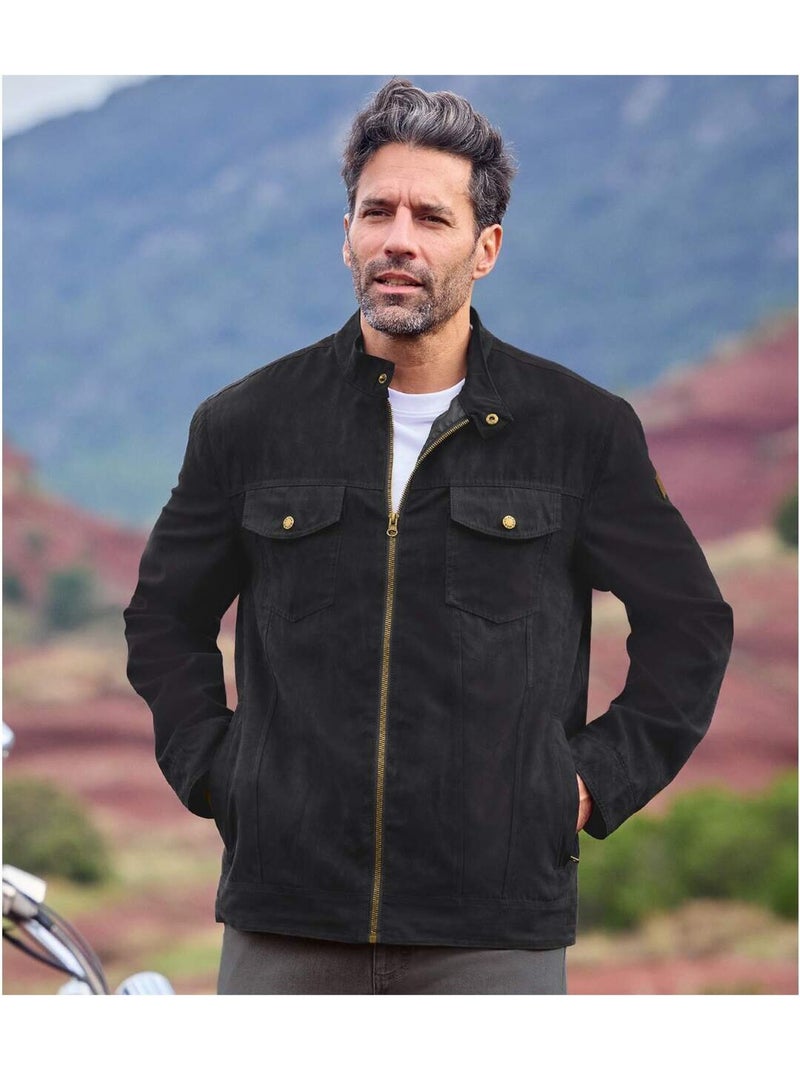 Blouson Suédine Arizona   - ATLAS FOR MEN Noir - Kiabi