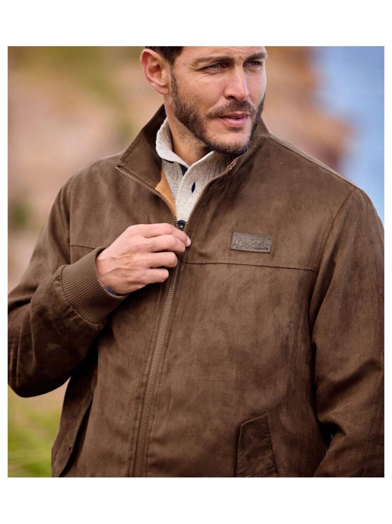 Blouson Suédine Doublé Polaire   - ATLAS FOR MEN Marron - Kiabi