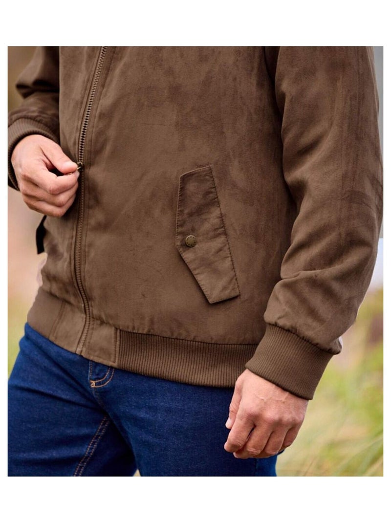 Blouson Suédine Doublé Polaire   - ATLAS FOR MEN Marron - Kiabi