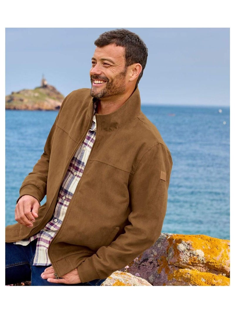 Blouson Suédine Doublé Polaire   - ATLAS FOR MEN Marron - Kiabi