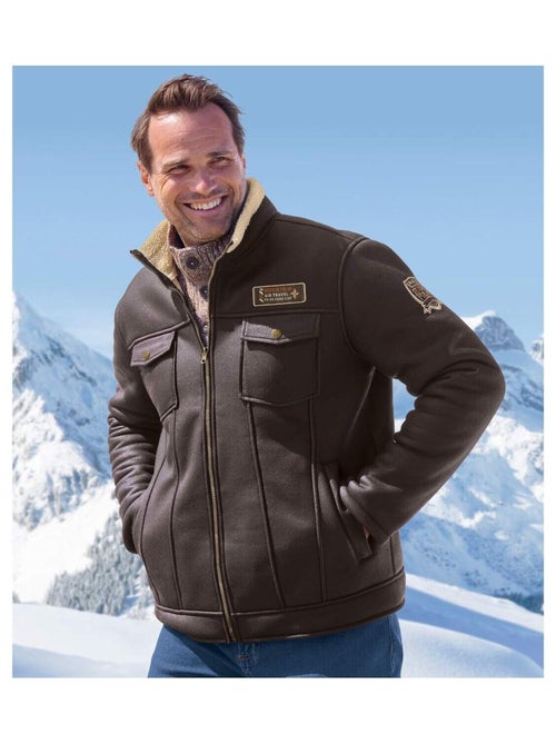 Blouson Suédine Doublé Sherpa Style Bombardier   - ATLAS FOR MEN - Kiabi