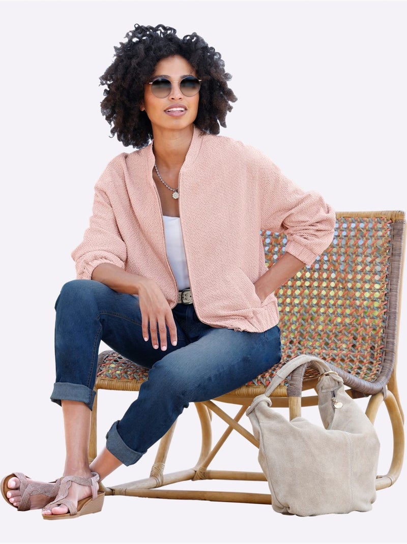 Blouson Superbe Bouclé - Taille Standard - Helline Blanc Bleu - Kiabi