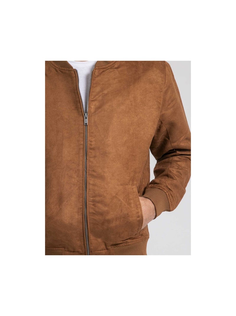 Blouson teddy suédine ZEGAN Marron - Kiabi
